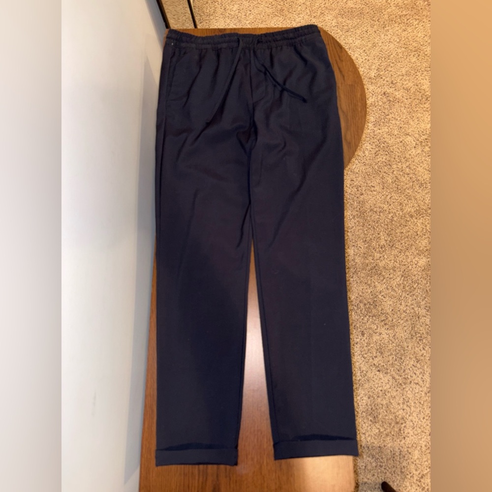 H&M Men's Black Cuffed Pants with adjustable waist
